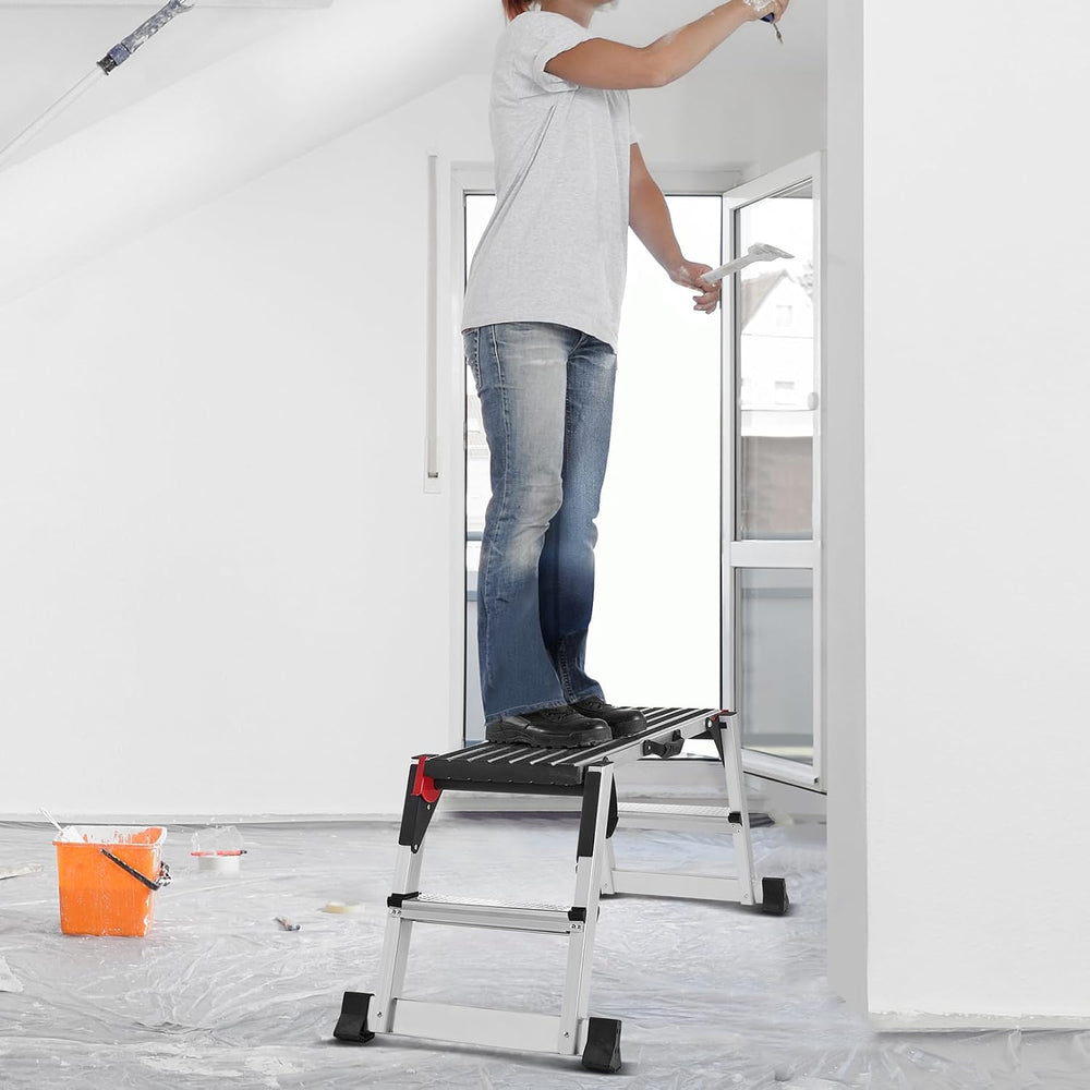 VEVOR Folding Work Platform, 40"×12"×20" Aluminum Drywall Stoo...