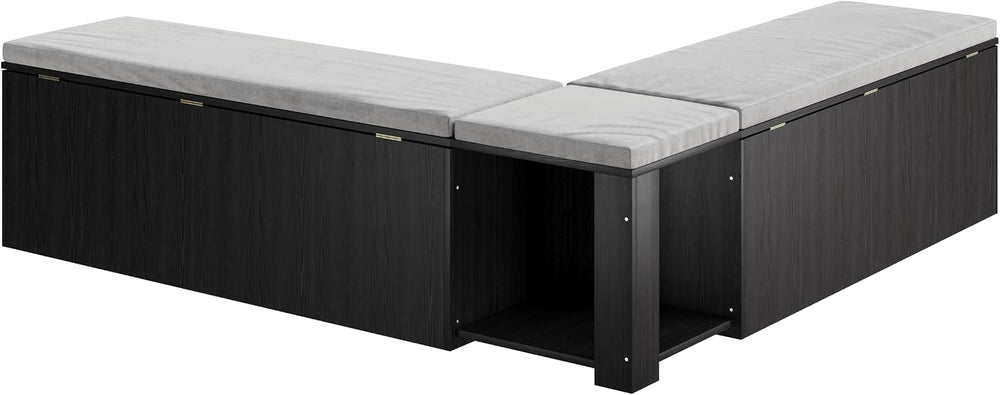 Mekminop Kitchen Breakfast Nook Bench, Backless Wood Corner Bench with Cushio...