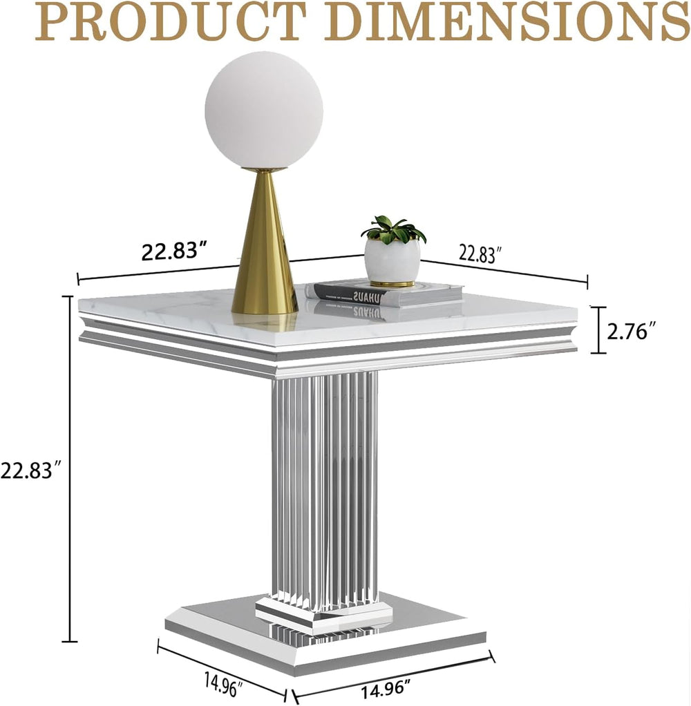 Marble End Table,1 Piece Sofa Side Table for Living Room,Faux Marble Nightsta...