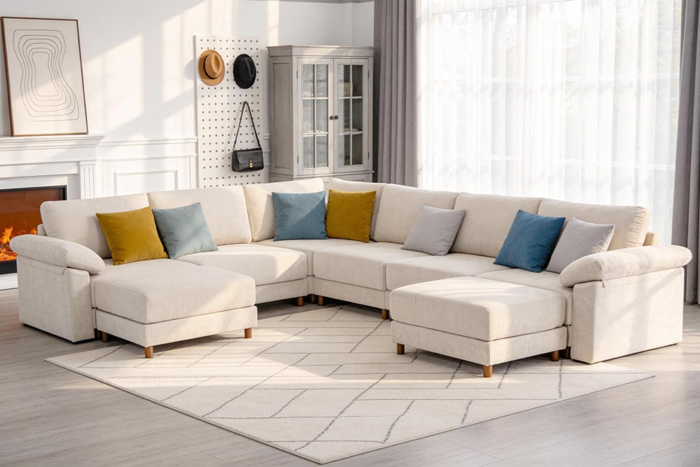 Oversized L Shaped Sectional Couch for Living Room, Extra Large Deep Seat Mod...