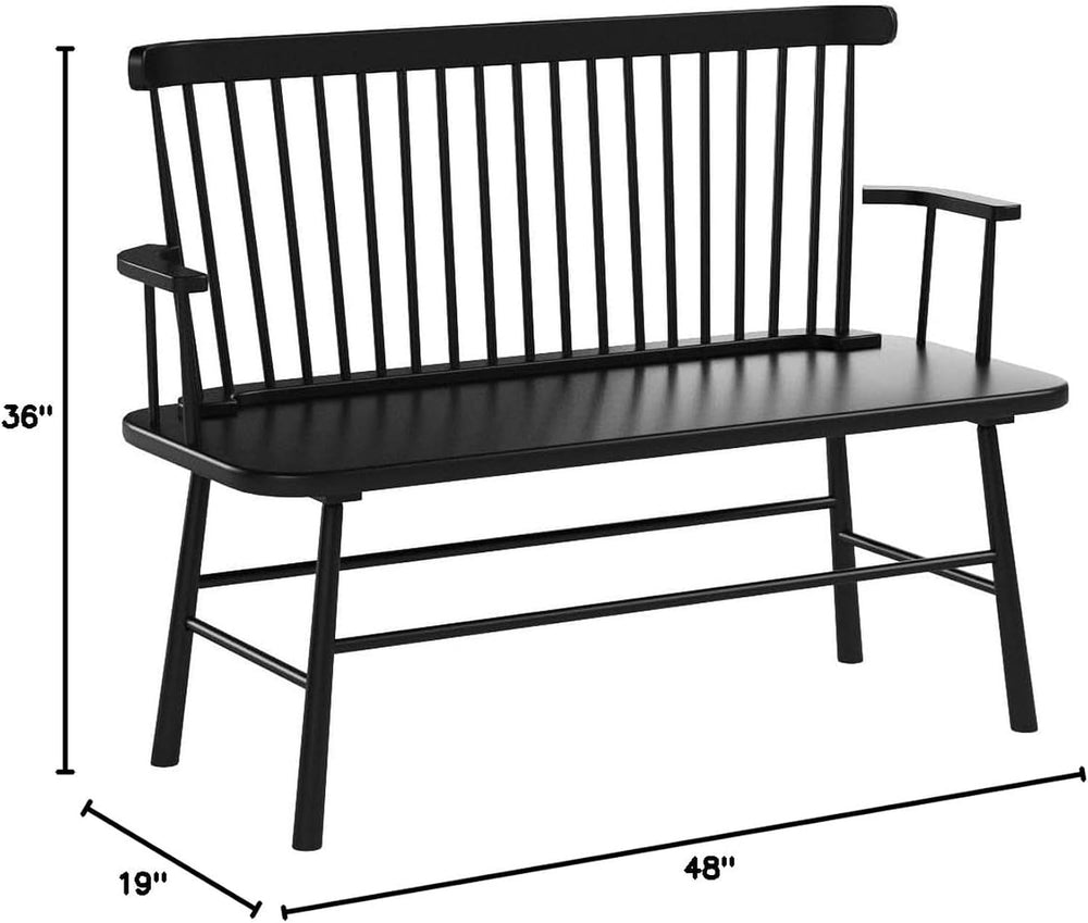 CARTESIAN Solid Wood Spindle Back Farmhouse Entryway Bench, 48x19x36 Inches (...
