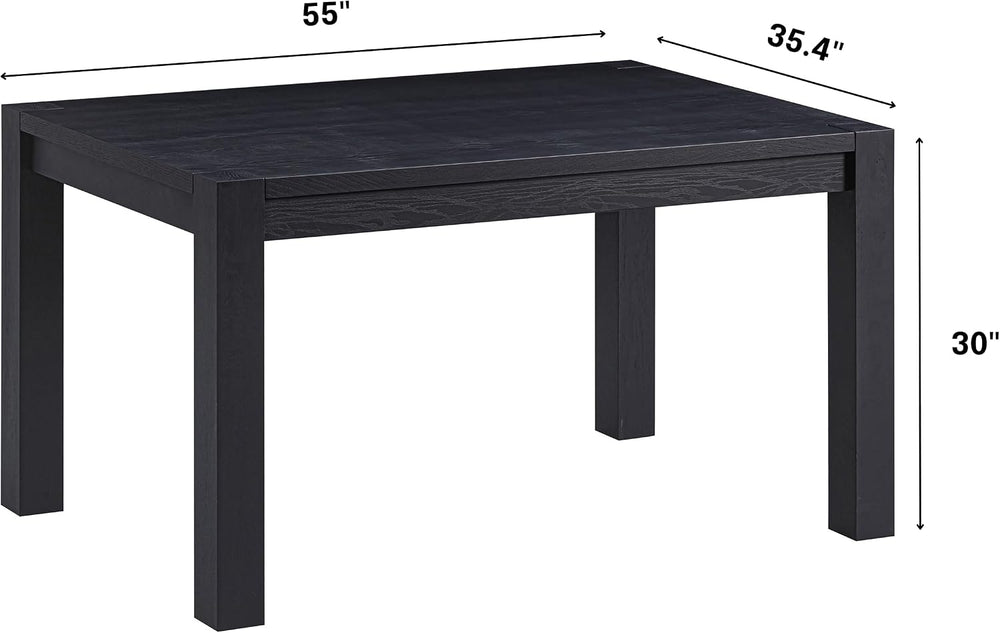 Block 55 Inch Farmhouse Rectangular Dining Table, Seats 4-6, Burnt Black