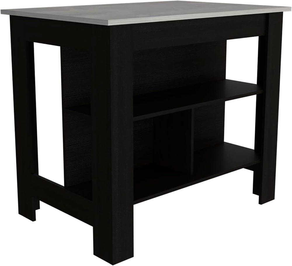 3-Shelf Kitchen Island Wenge and Ibiza Marble with Particle Board | One side ...