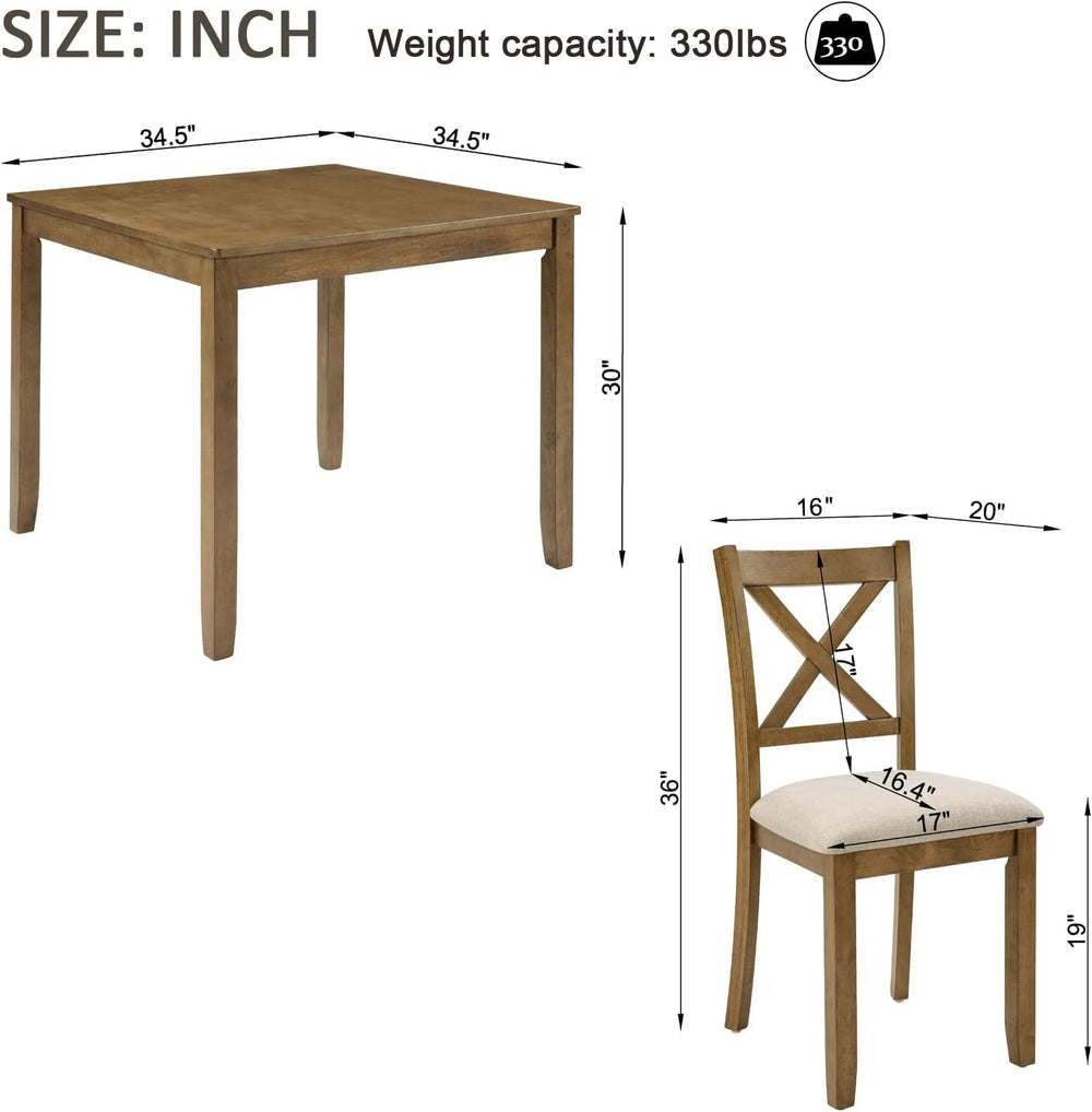 LUMISOL 5-Piece Dining Table Set for 4, Farmhouse Kitchen Table Set with 4 Up...
