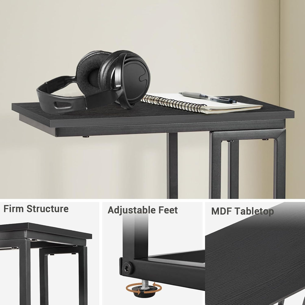 C-Shaped End Table, TV Tray Set of 2, Couch Side Laptop Desk, for Living Room...