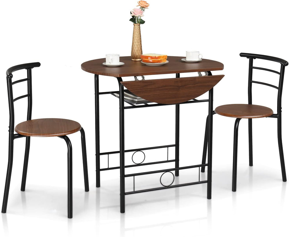 VINGLI 31.5" Drop Leaf Dining Table Set for 2, 3 Pieces Dining Table wit...