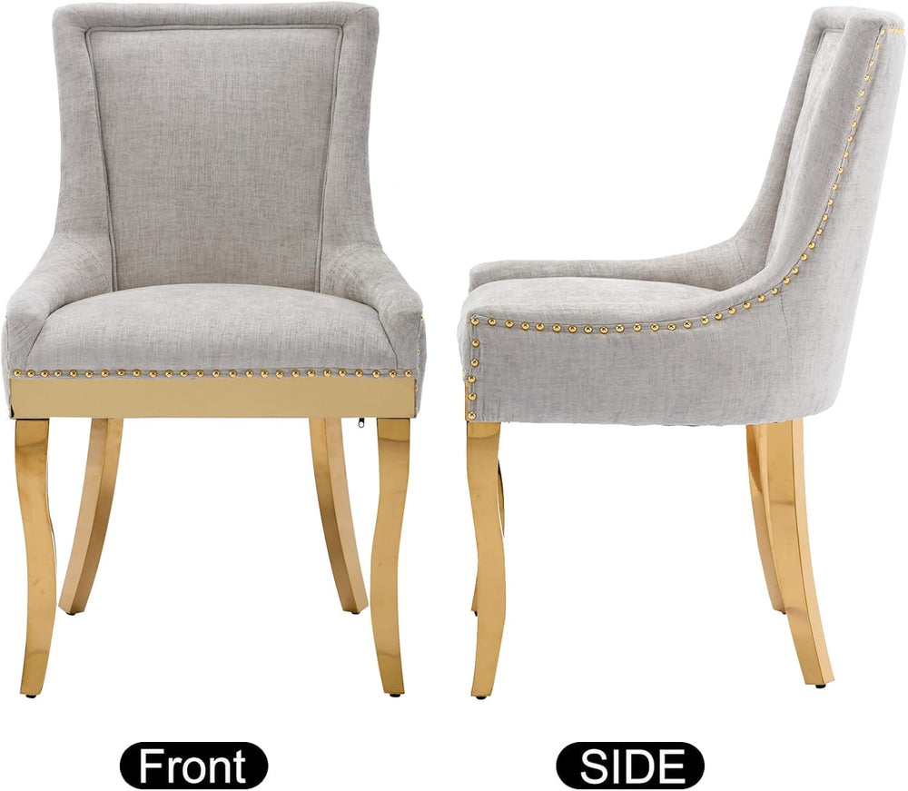 Aoowow Luxury Fabric Upholstered Side Chairs for Kitchen Set of 2, Sillas de ...