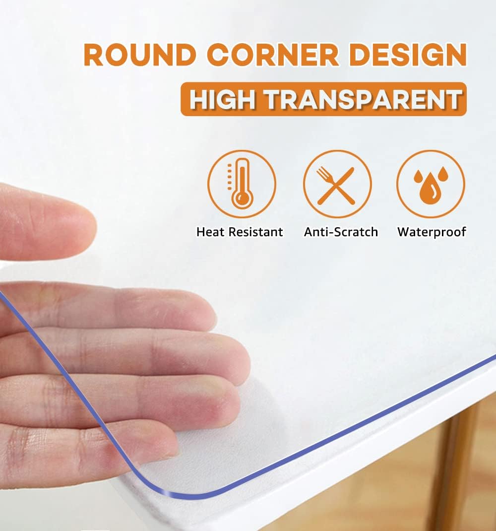 PoPoTo 48x48 Inch New Clear Table Pads for Dining Room Table High Transparent...