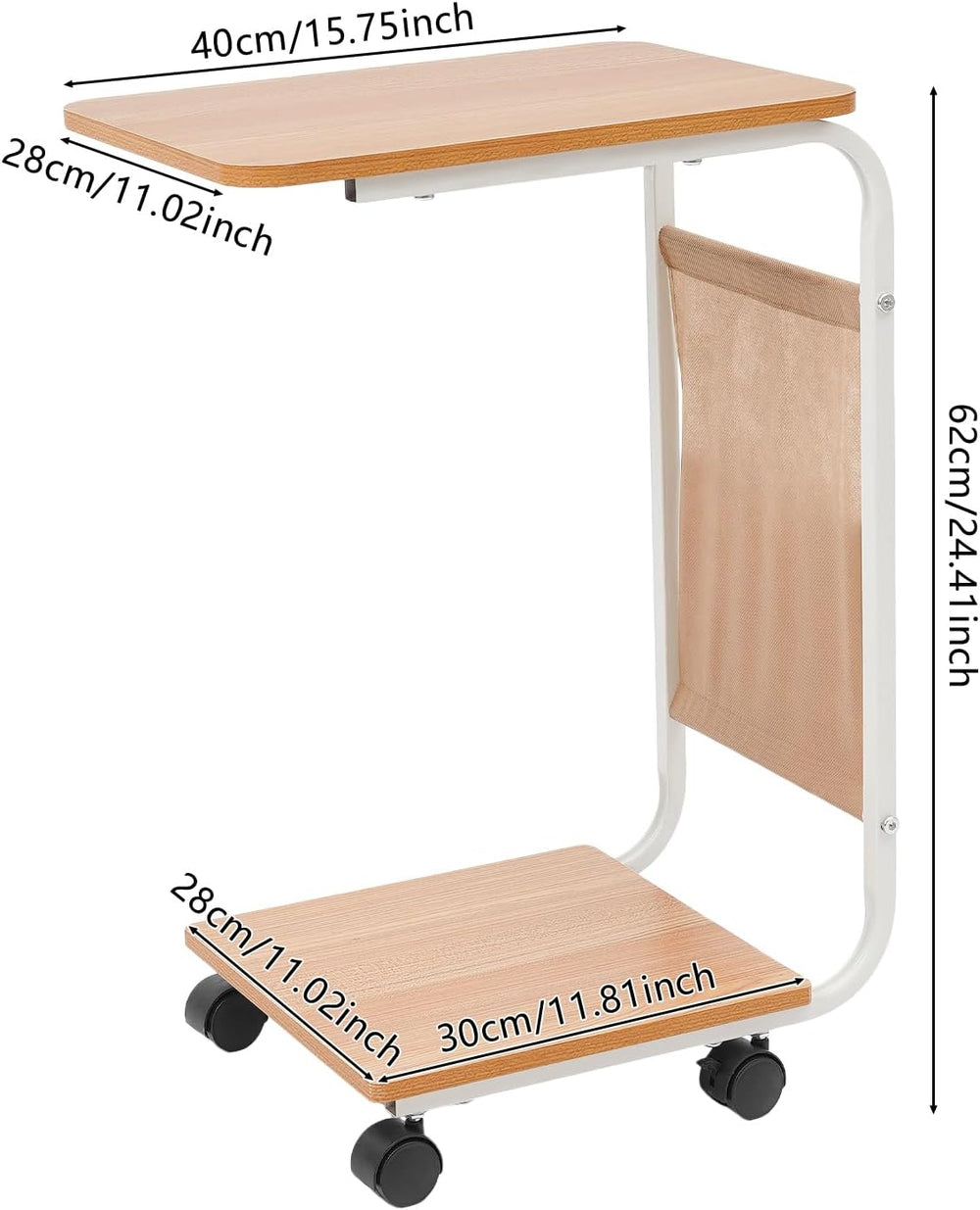 C-Shaped Side Table w/Wheels, C-Shaped Coffee Table, Bedside Side Table, Couc...