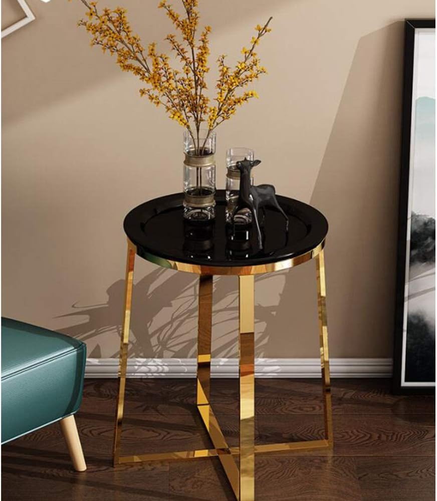 Telephone Table, Living Room Sofa Side Table,Tray Side Table,Golden Coffee Ta...