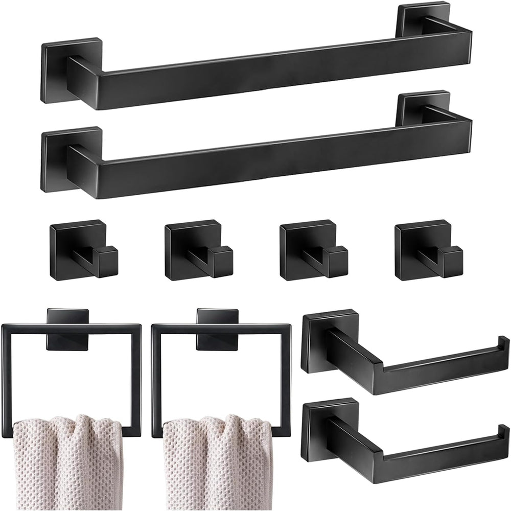 10 Pieces Bathroom Hardware Accessories Set 16 Inch Wall Mounted Towel Bar Se...
