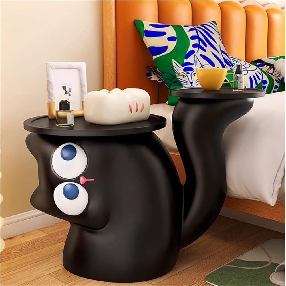 Creative Resin Side Table, Cartoon Night Stand with Double Tabletop, Irregula...