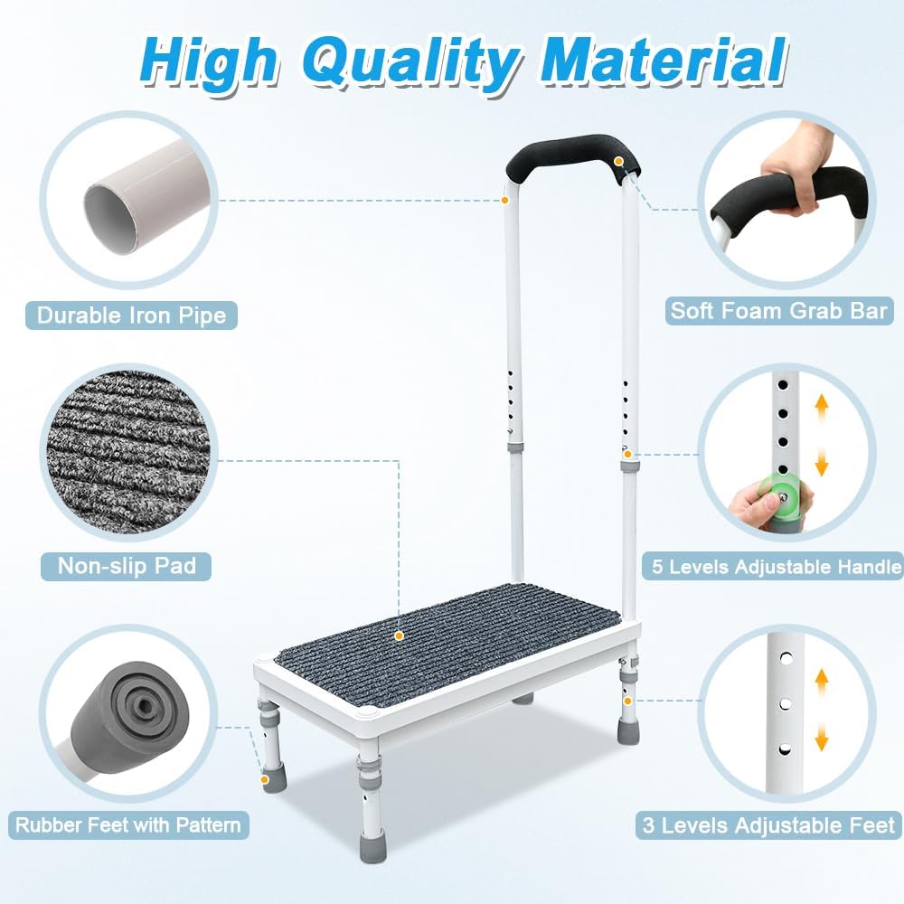 Medical Step Stool with Handle for Elderly Seniors SUV Car Steps 400lb Steppi...