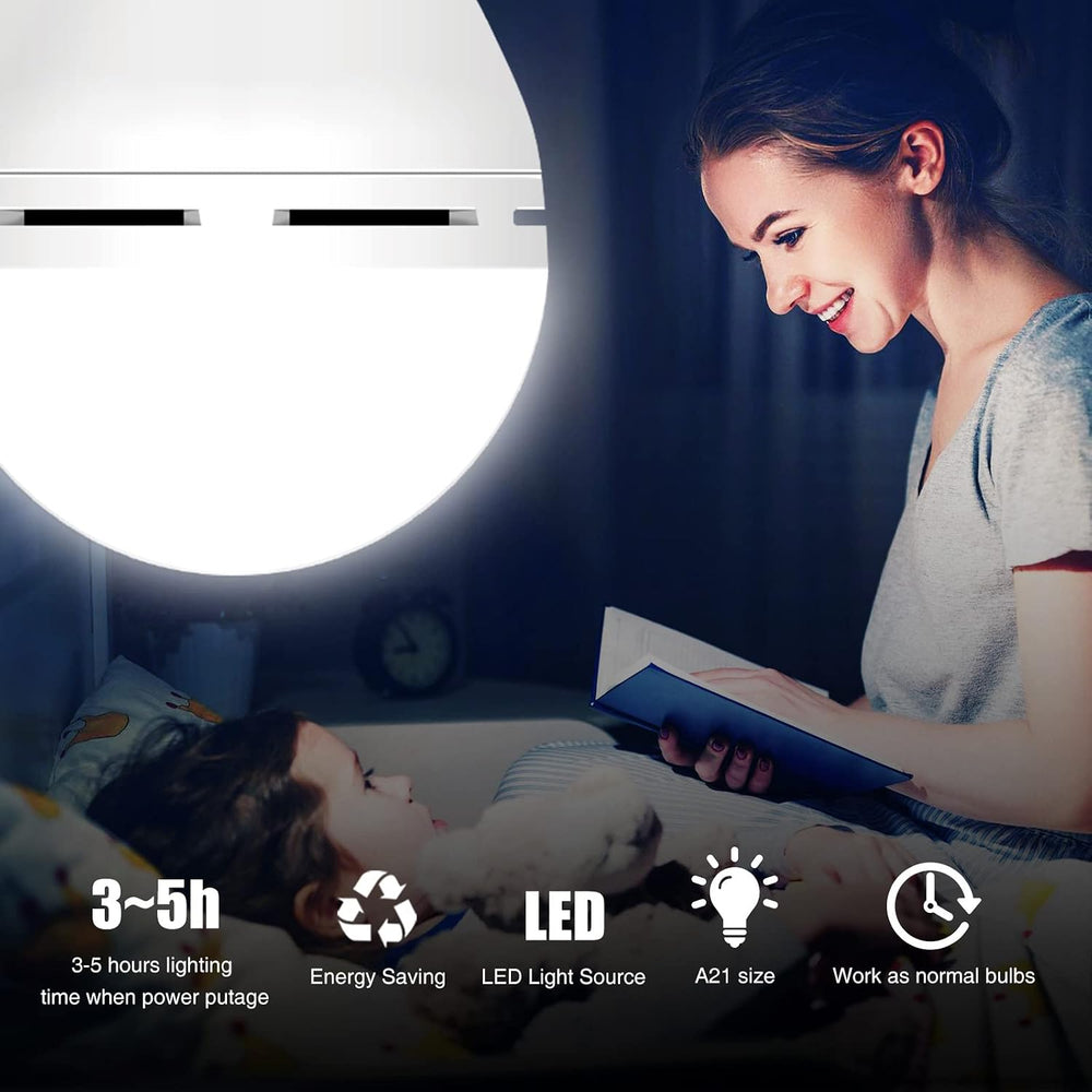 A21 6PK Emergency-Rechargeable-Light-Bulb, Keep Lighting During Power Outage,...