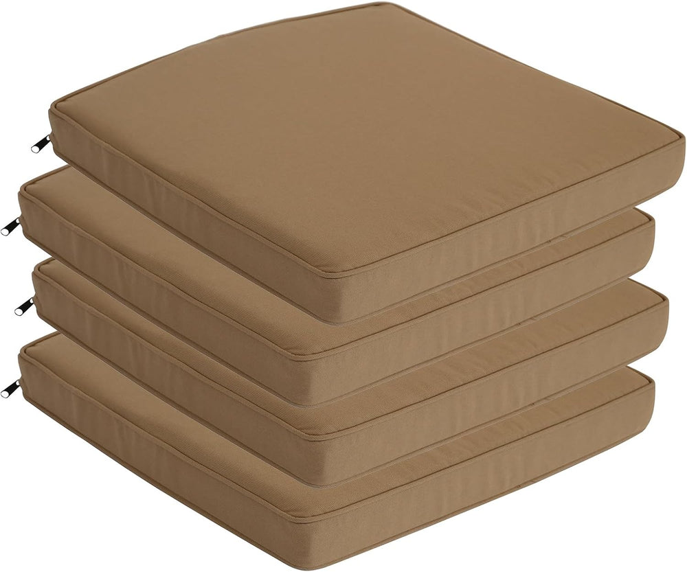 Goodgoods 20x20 Patio Chair Cushions Set of 4, 35D Foam, Brown