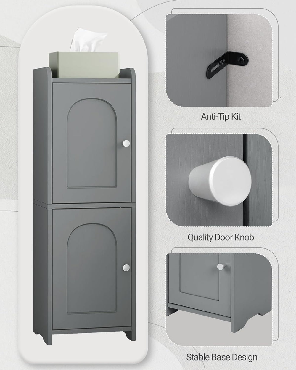Hzuaneri Bathroom Storage Cabinet, Small Corner Floor Cabinet with 2 Doors | ...