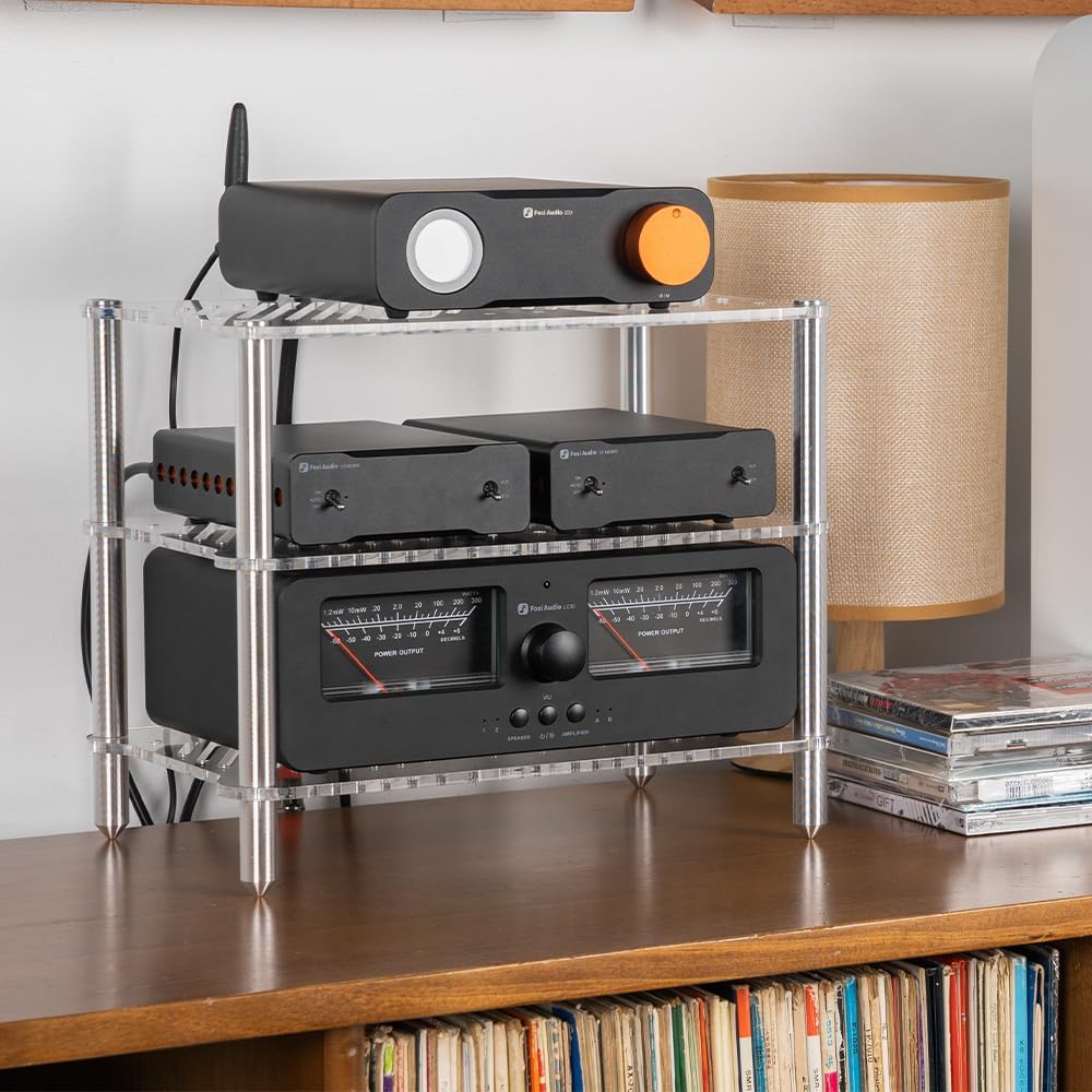 Fosi Audio Acrylic Amplifier Rack for Cooling Fan, Sturdy Audio Equipment Rac...