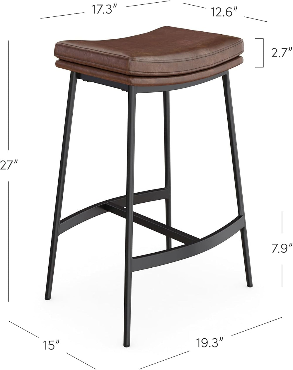 Nathan James Arlo Modern Backless Upholstered Kitchen Counter Bar Stool with ...