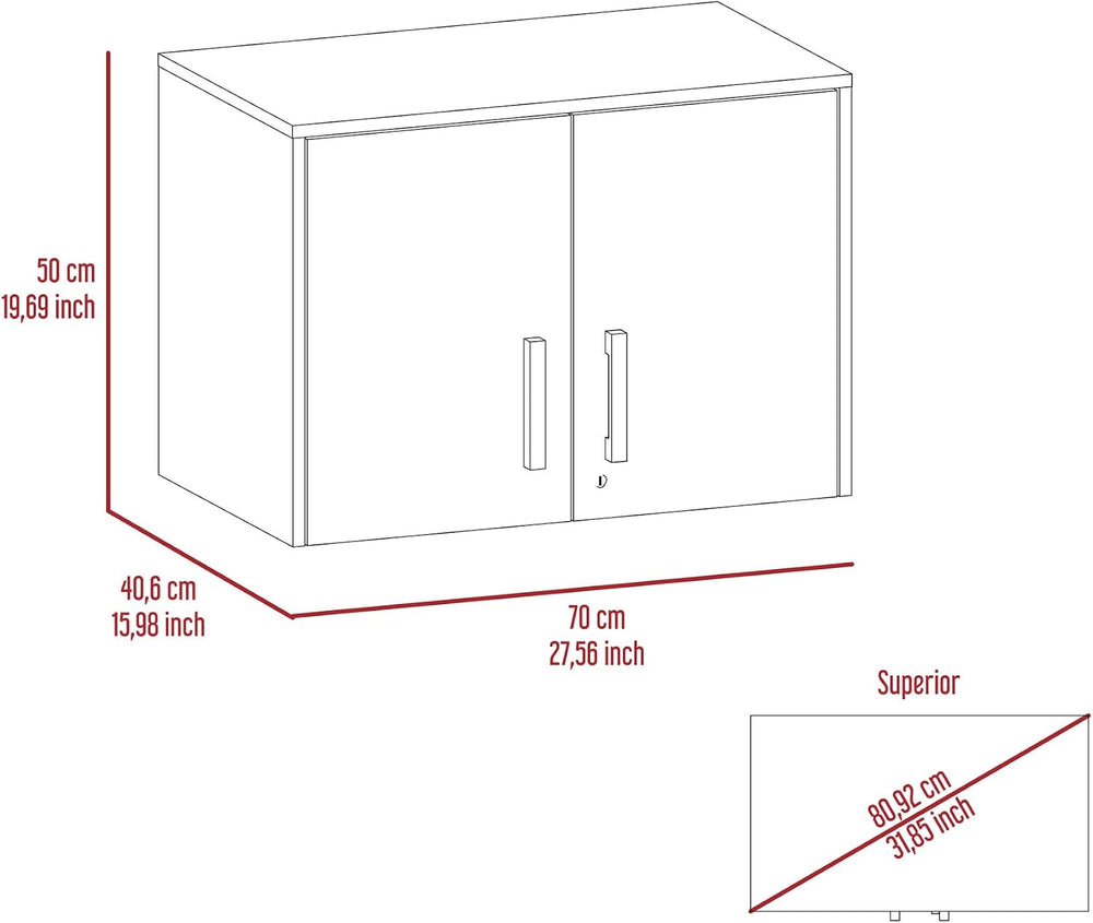 Farmhouse Pantry Storage Cabinet, Wall Cabinet Double Door, Three Internal Sh...