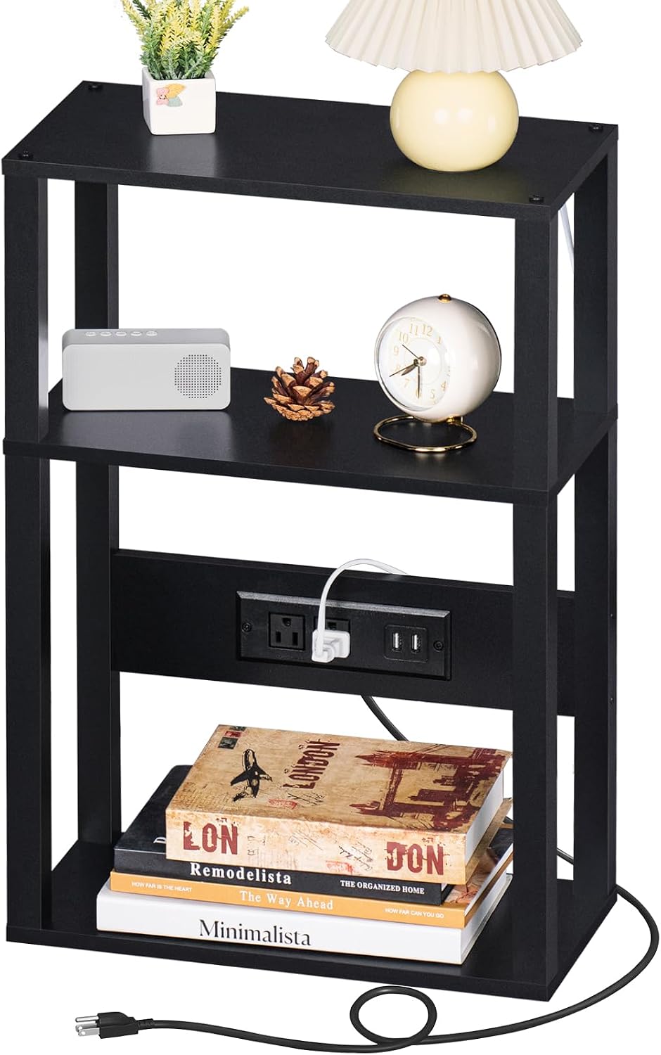 YUFAM 3-Tier Narrow Bedside Table Set 2 for Small Spaces, Skinny Nightstand |...