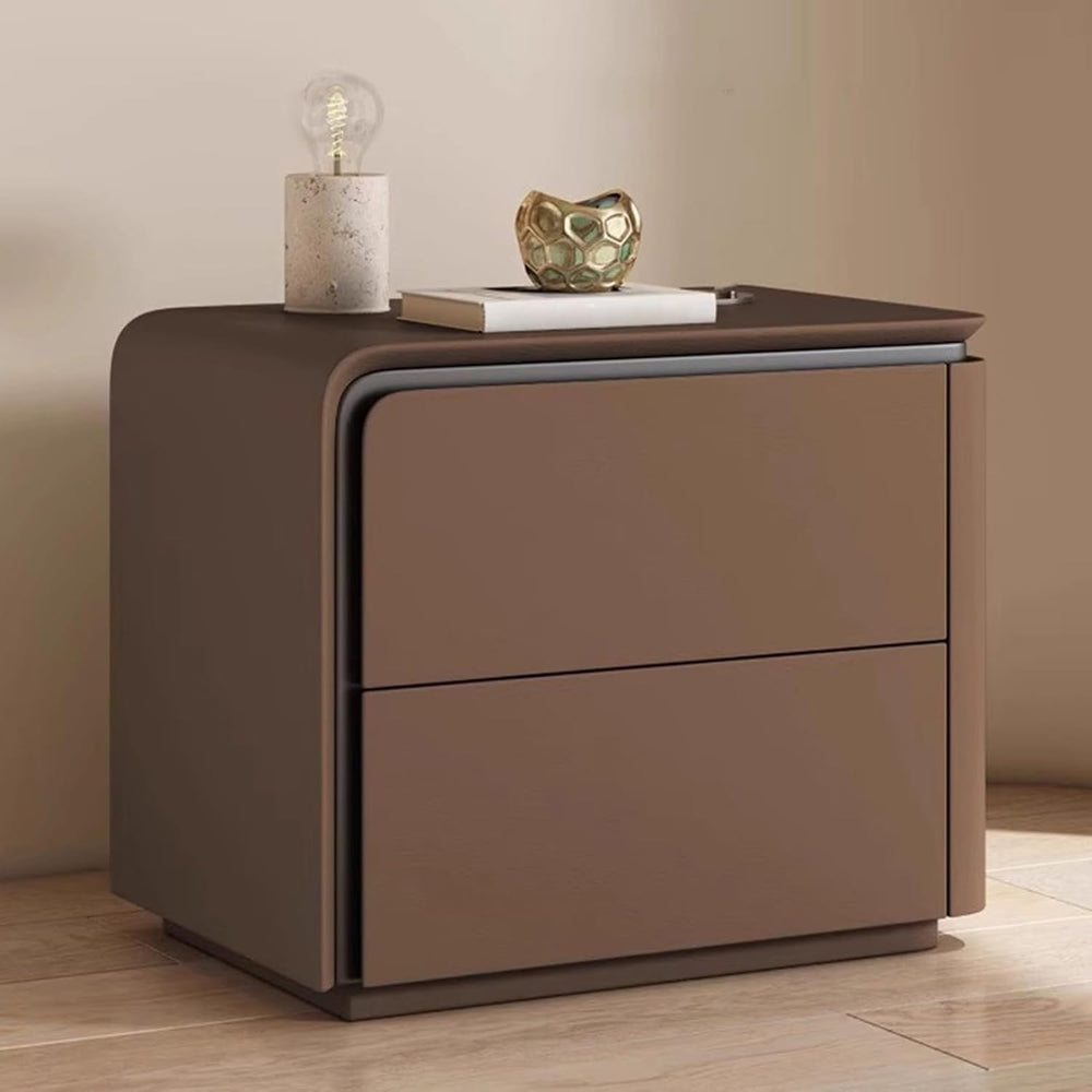 Solid Wood Small Bedside Tables for Spaces Modern Nightstand with 2 Drawers, ...