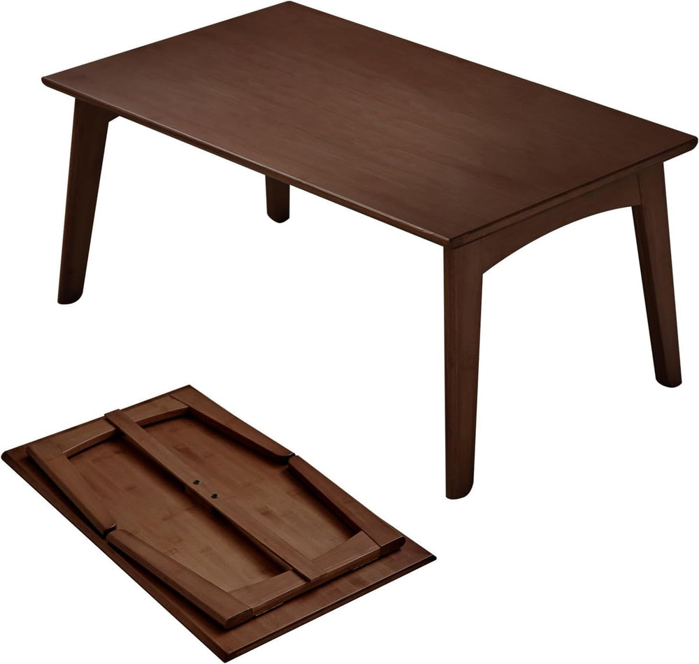 Bamboo Folding Coffee Table, Japanese Low Desk, No Assembly Portable Furnitur...