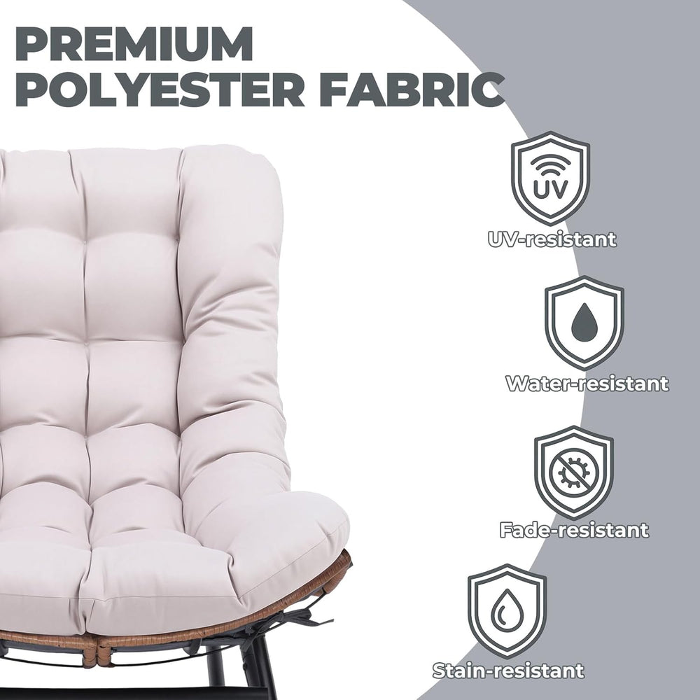 COMHOMA Outdoor Rocking Papasan Chair, Oversized Wicker Patio Rocker, Indoor ...