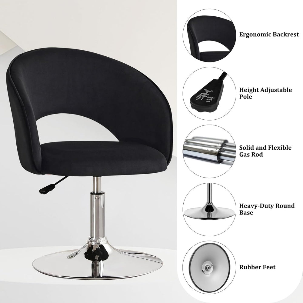 Furniliving Vanity Chair, Salon Chair Flexible Round-Back, 360° Accent Chair ...
