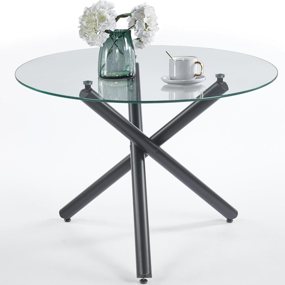 Modern Dining Room Table for 4 People, 36" Round Dining Table with Black...