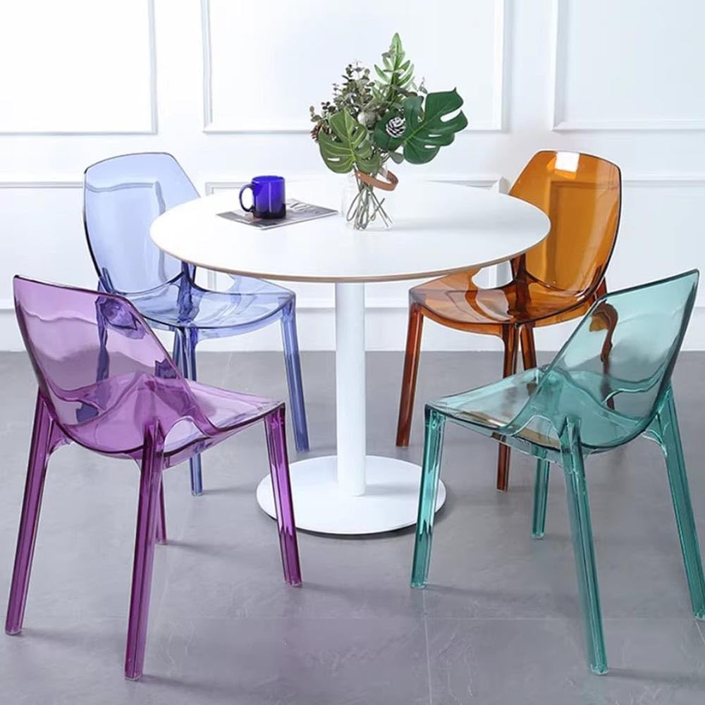 Etlegor Transparent Acrylic Dinning Chairs, Curved Backrest Kitchen Chairs La...