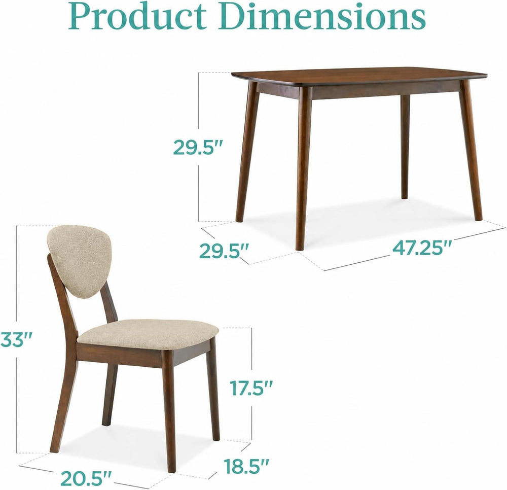 Best Choice Products 5-Piece Dining Set, Compact Mid-Century Modern Table &am...