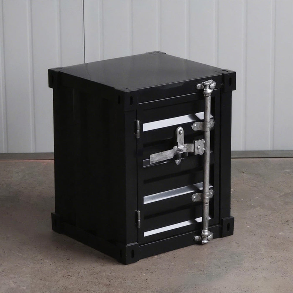 Gdrasuya10 Industrial Style End Table Bedside Table Side Table, Black Maritim...