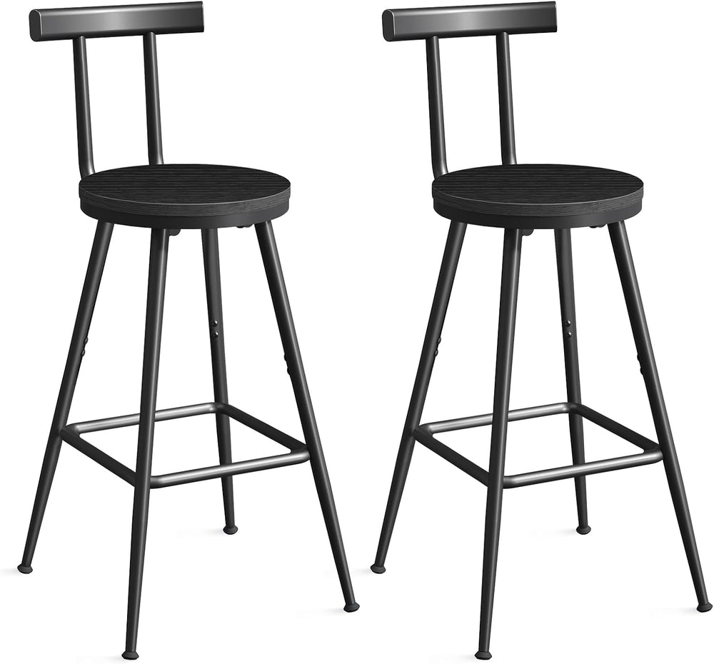 MAHANCRIS Bar Stools, Set of 2 Bar Chairs with Backrest and Footrest, 26"...