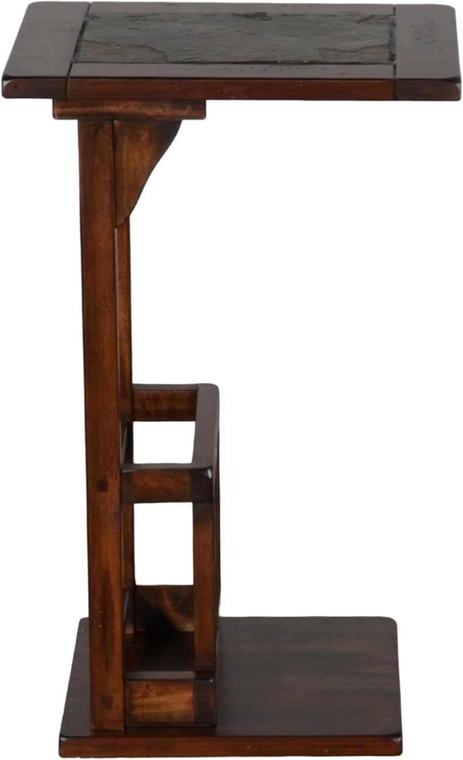 Benzara Odel Side Table with Magazine Rack- 13 Inch Top- Brown Mahogany Wood