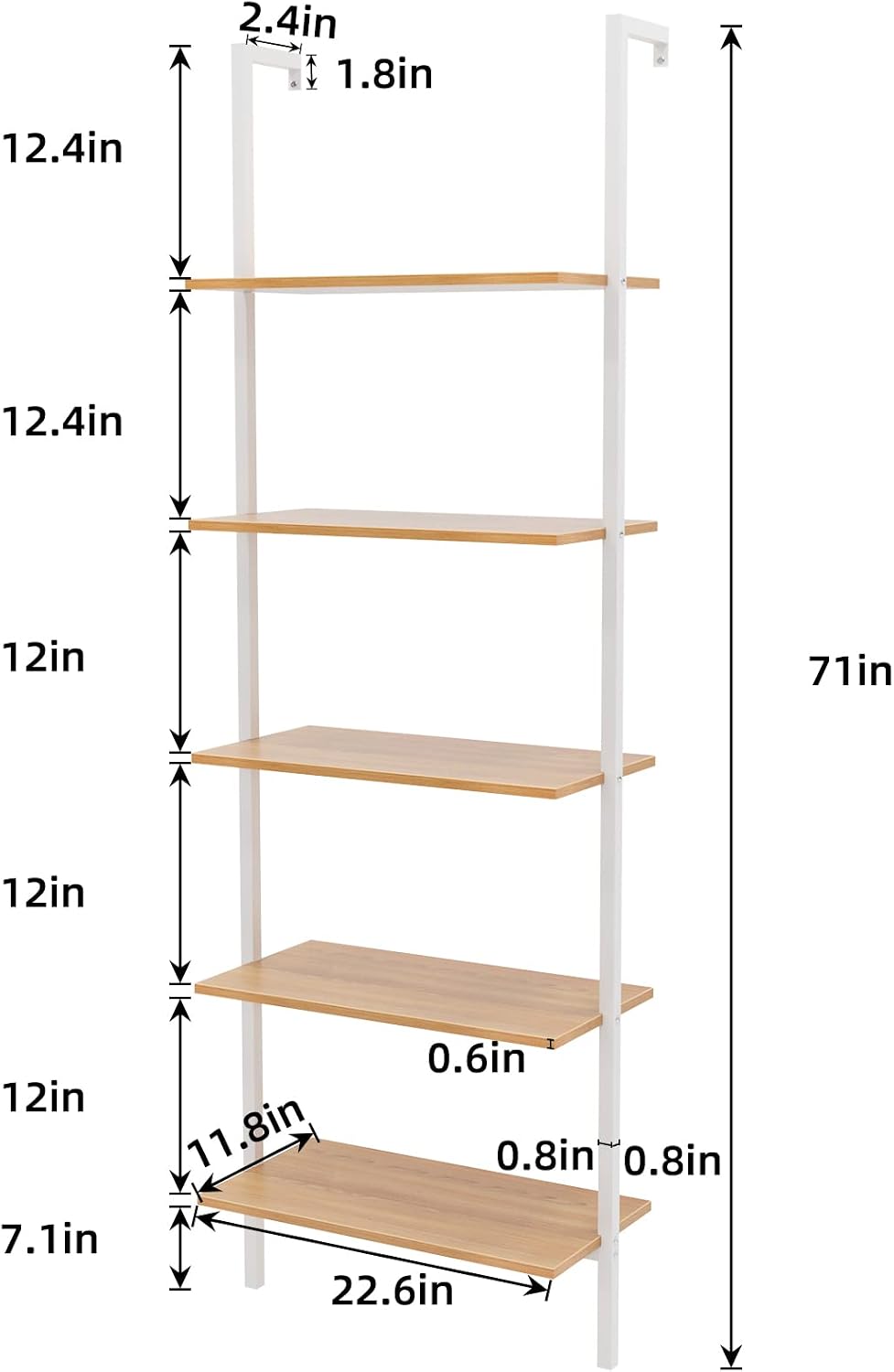 sogesfurniture Industrial Wall-Mounted Ladder Shelf, Wall-Mounted Bookshelf, ...
