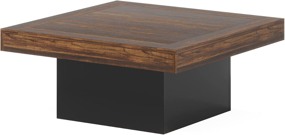 Tribesigns 35.4-Inch Square Coffee Table with LED Light, Modern Wood Coffee T...