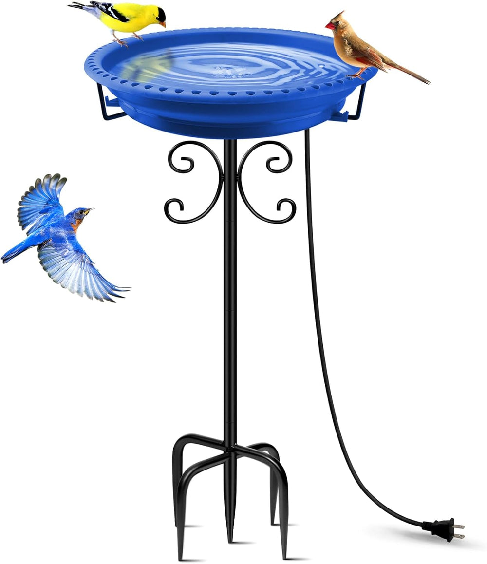Daoeny 100W Heated Bird Baths for Outdoors, Winter Heated Birdbath, Blue