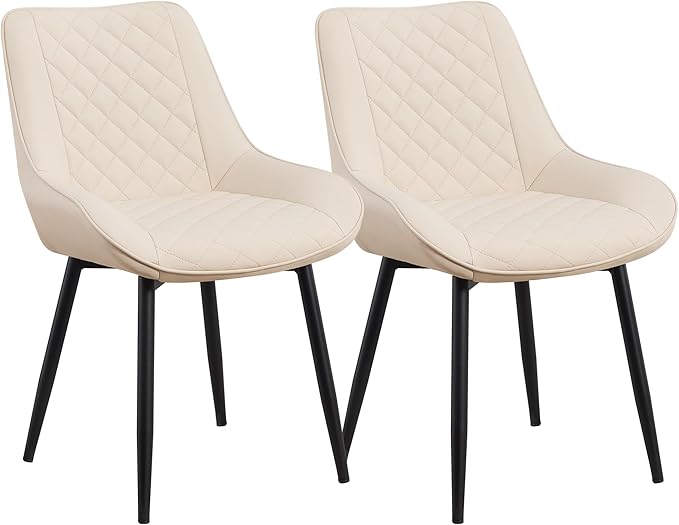 Dining Chair Set of 2, Modern Dining Chairs with Thick Cushions, Faux Leather...