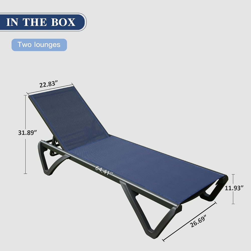 Domi Aluminum Pool Lounge Chair Outdoor Set of 2 Chaise Lounge Outdoor | Whee...