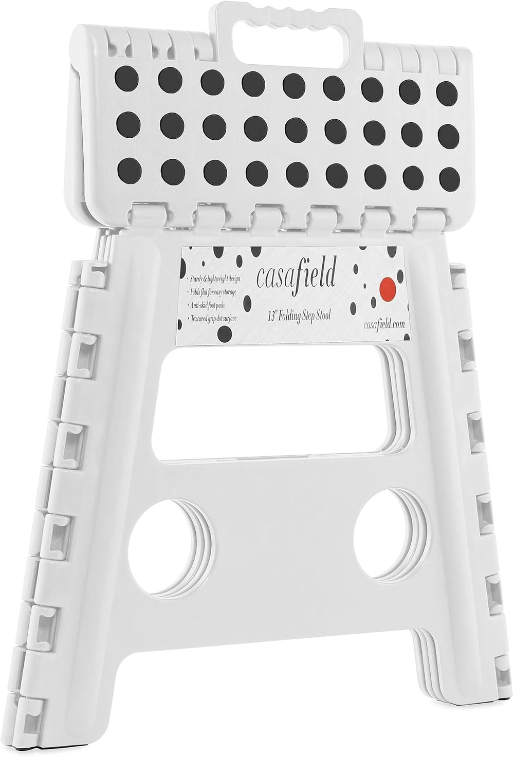 Casafield 13" Folding Step Stool with Handle (Set of 2), White - Portabl...
