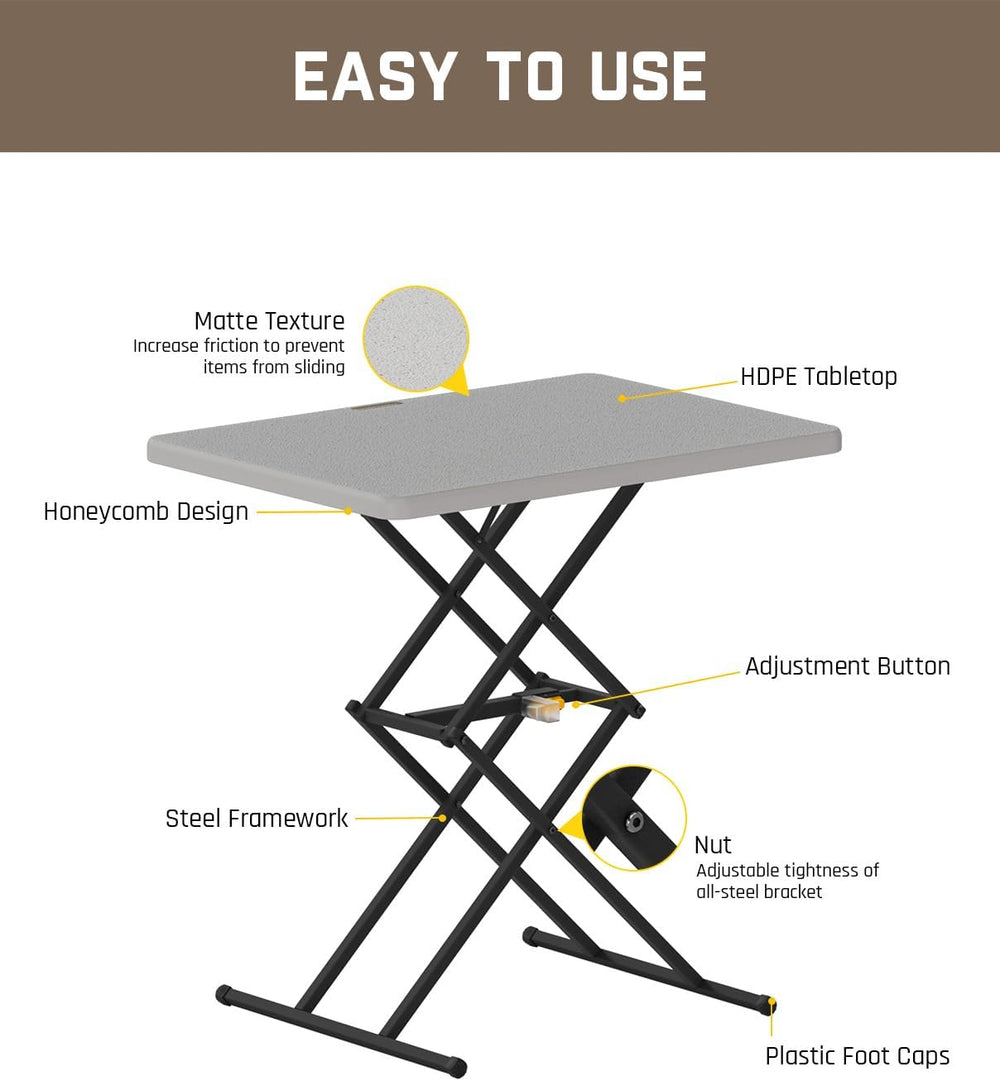 FanttikOutdoor Small Folding Table Quick Adjust 3 Heights, TV Tray, Dining | ...