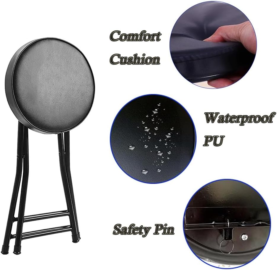 Cushioned Padded Folding Stool, 65cm/26In Padded Counter Height Bar Stool, In...