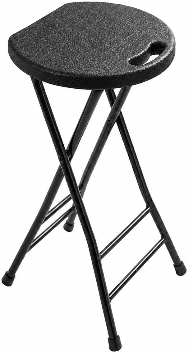 COOZMENT 24-Inch Folding Stool with Handle, Folding Bar Stool with Non-Slip F...
