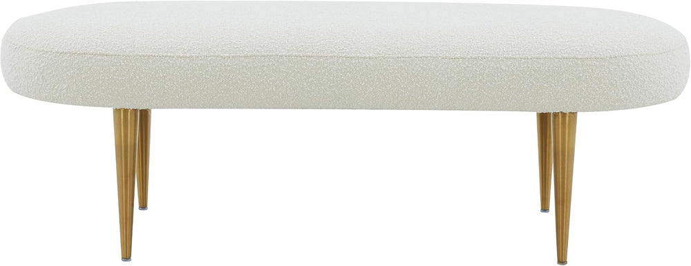 SAFAVIEH Couture Collection Corinna Glam Ivory Boucle/Gold Leg Oval Bench