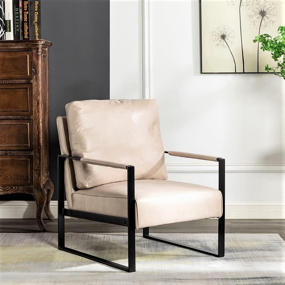 Direct Classic Mid Century Modern Accent Chair with Durable Square Metal Fram...