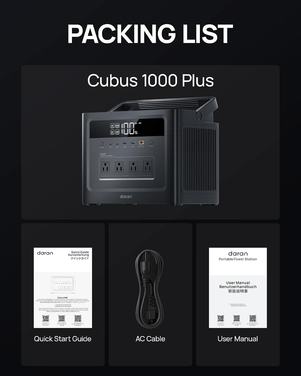 Portable Power Station 2000W Surge, Solar Generator 1000W, 960Wh