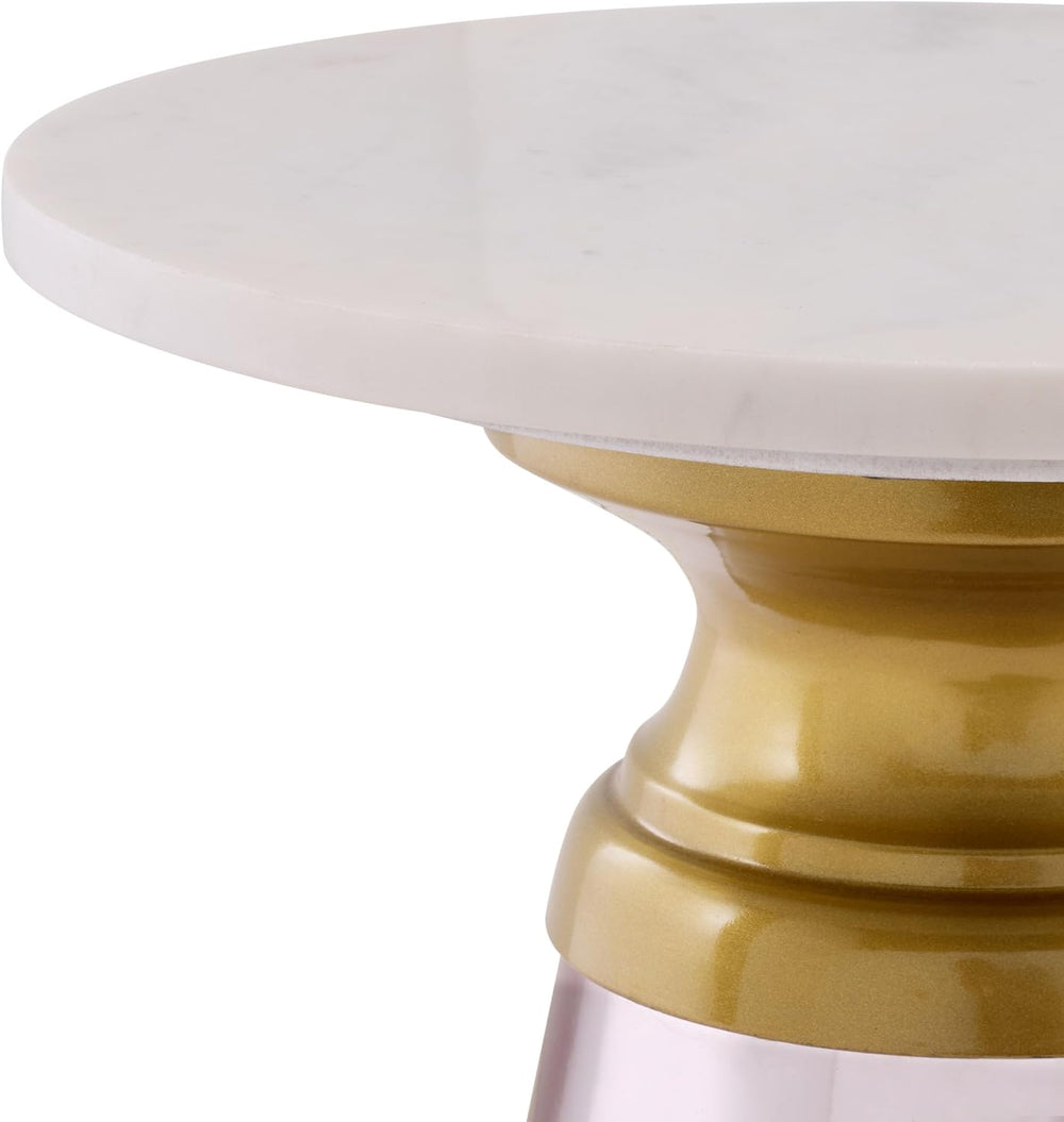 SAFAVIEH Home Collection - Guido Side Table, White Marble Top & Pink Base...