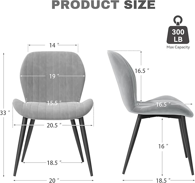 Dining Chairs Set of 2 Modern Velvet Dining Room Chairs Upholstered Dining Ch...