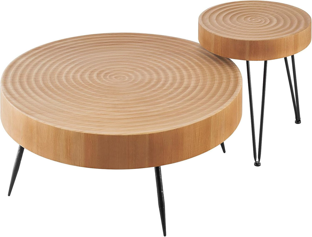 VEVOR 2 Pieces Round Coffee Tables Sets, 31.3 in Industrial Living Room Table...