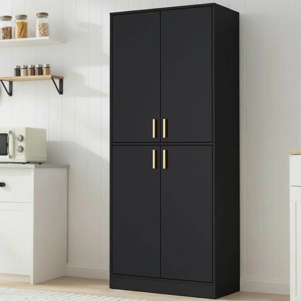 Cozy Castle Kitchen Pantry Cabinet, 71" Tall Wood Storage Cabinet with D...